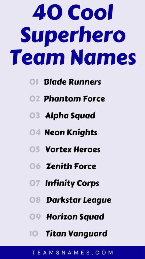 Cool Superhero Team Names