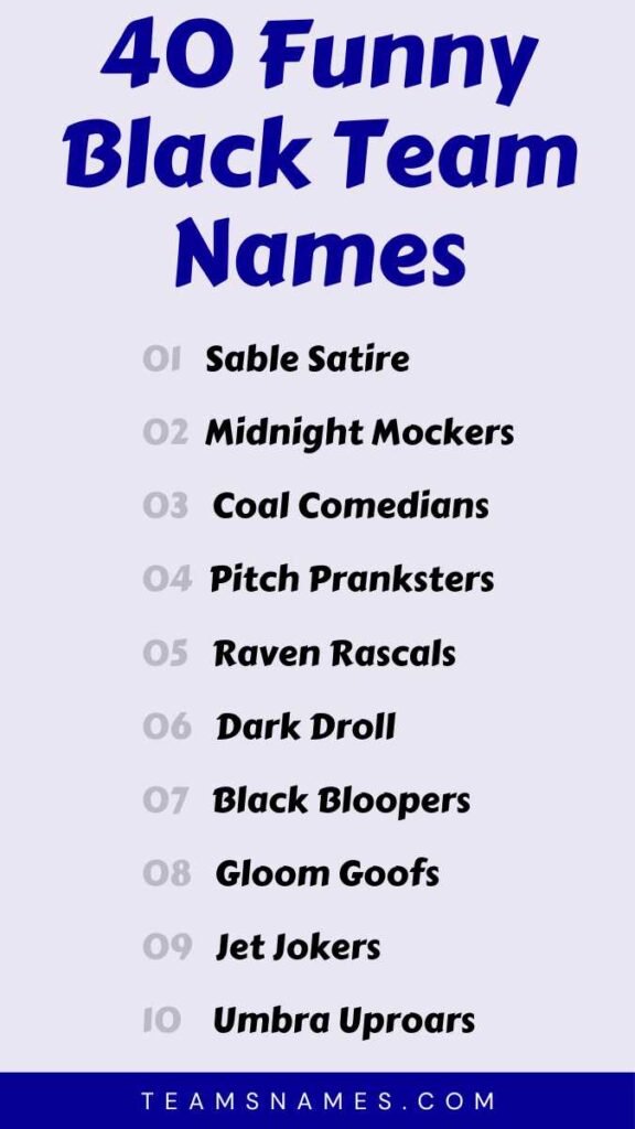 Funny Black Team Names