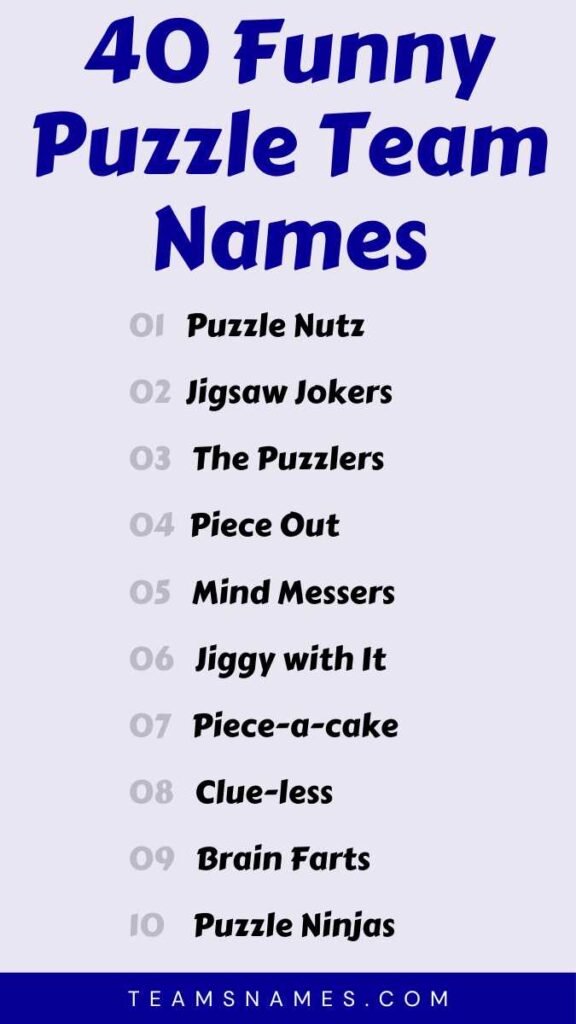 Funny Puzzle Team Names