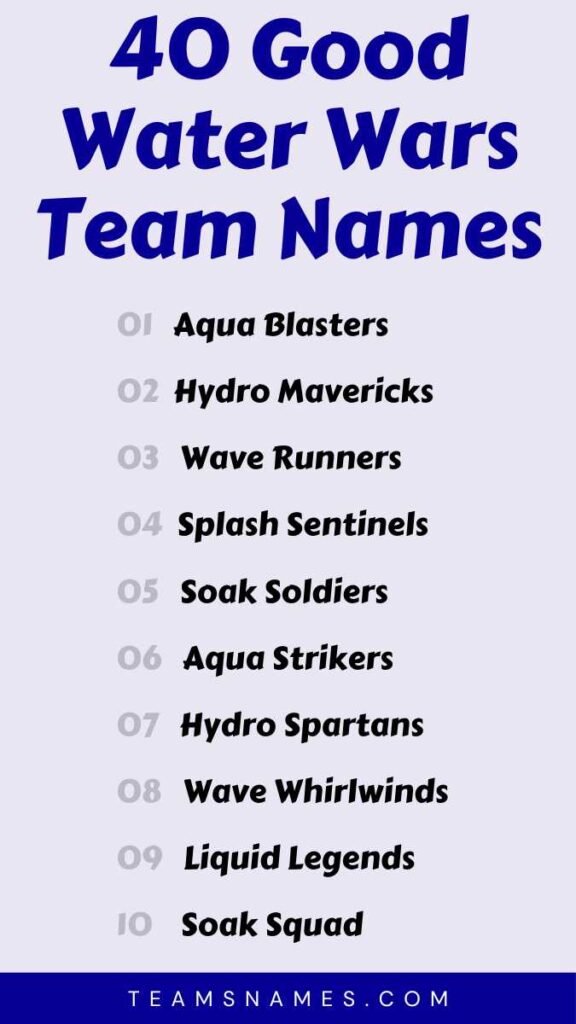 Good Water Wars Team Names