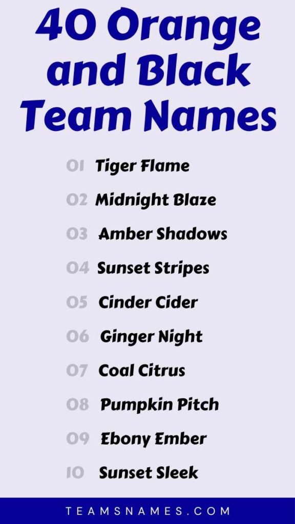 Orange and Black Team Names