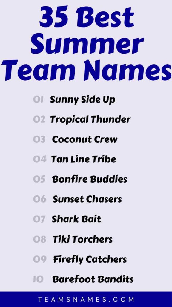 Best Summer Team Names