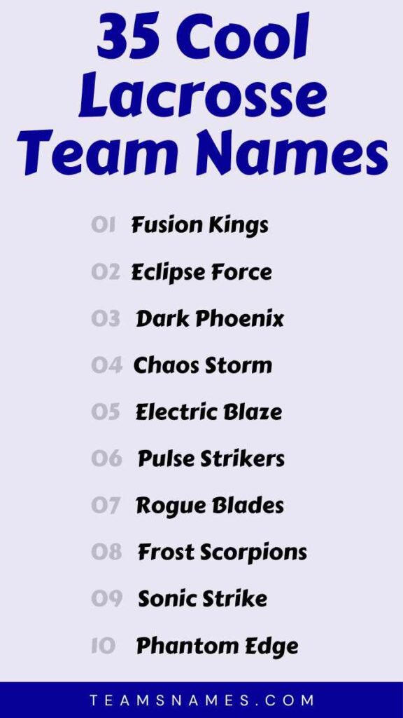Cool Lacrosse Team Names