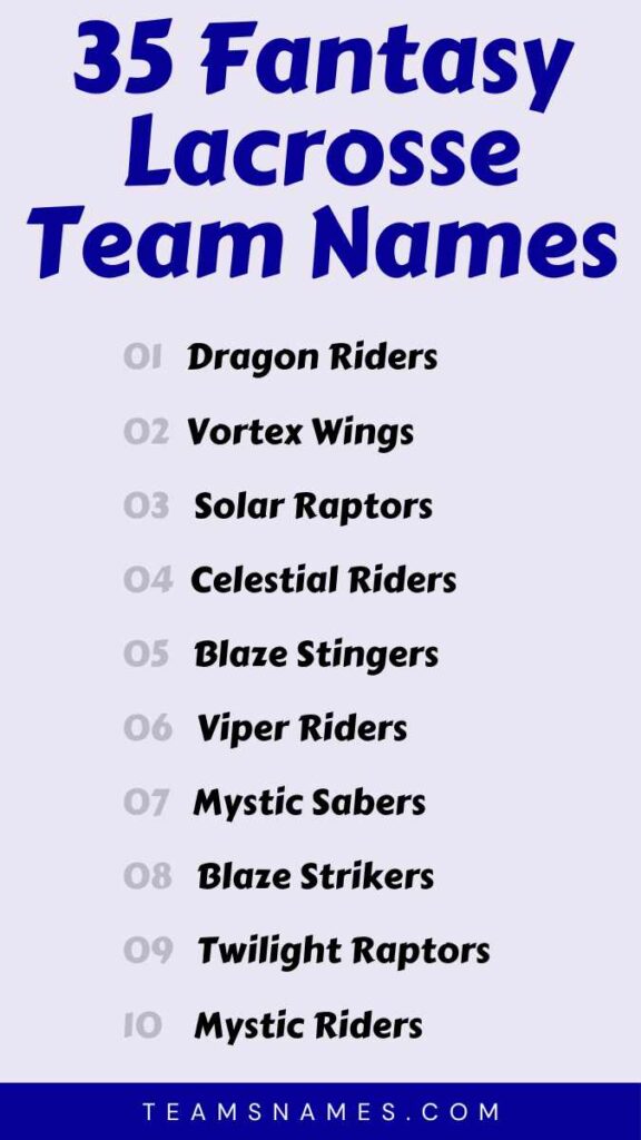 Fantasy Lacrosse Team Names