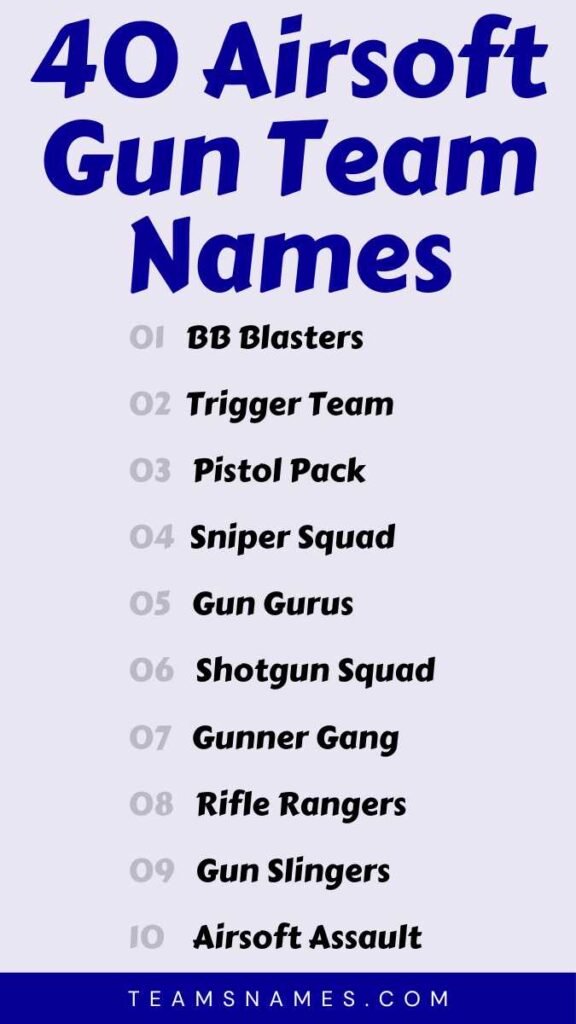 Airsoft Gun Team Names