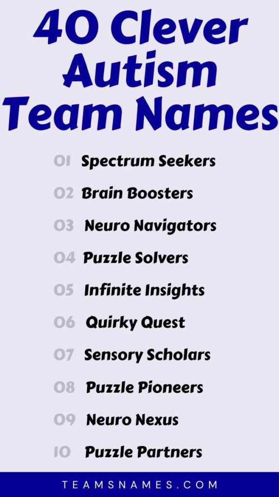 Clever Autism Team Names