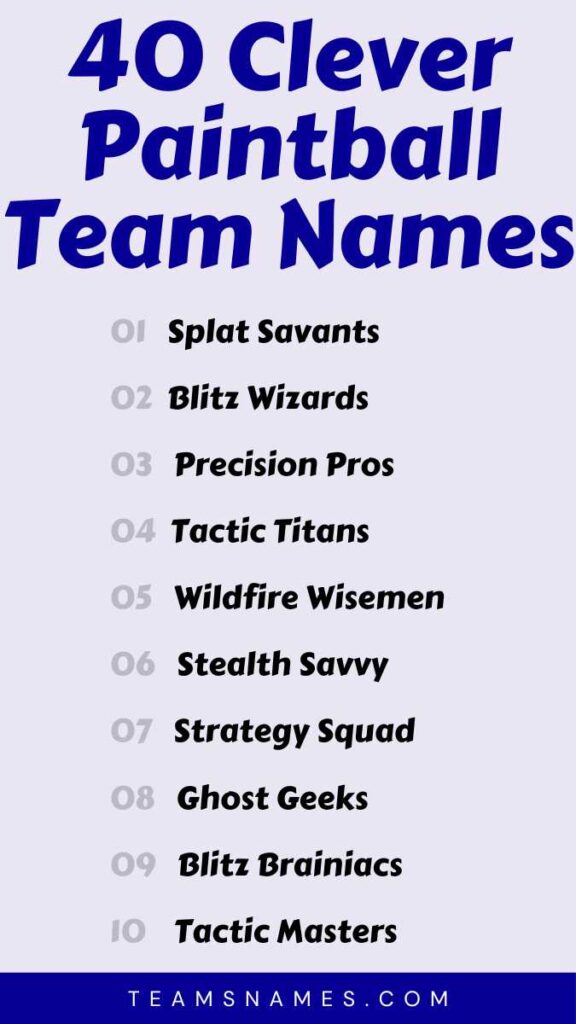 Clever Paintball Team Names