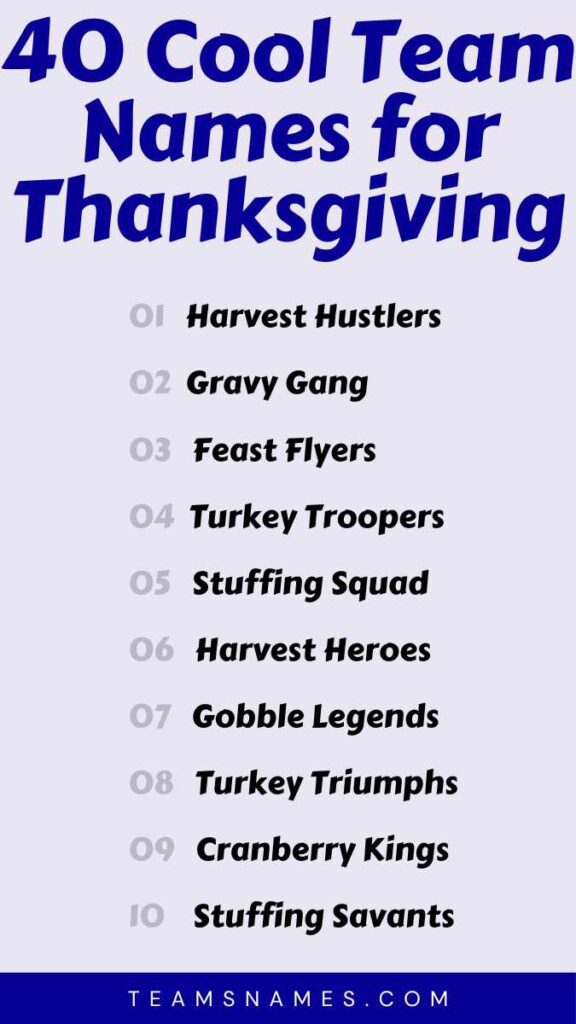 Cool Team Names for Thanksgiving