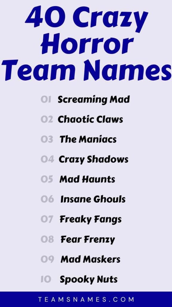 Crazy Horror Team Names