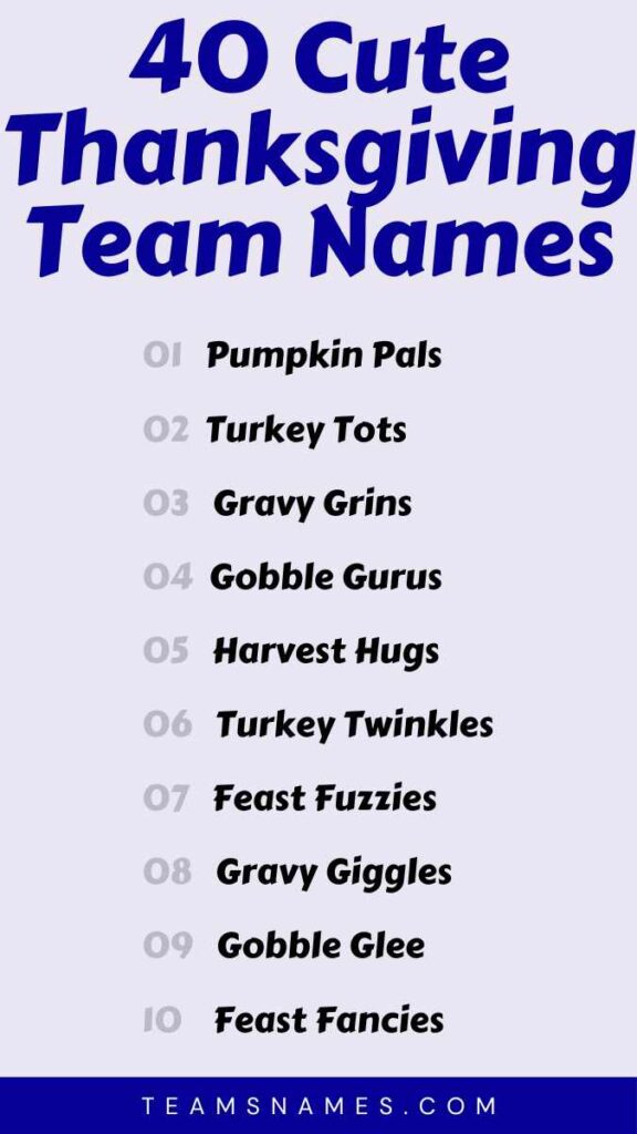 Cute Thanksgiving Team Names