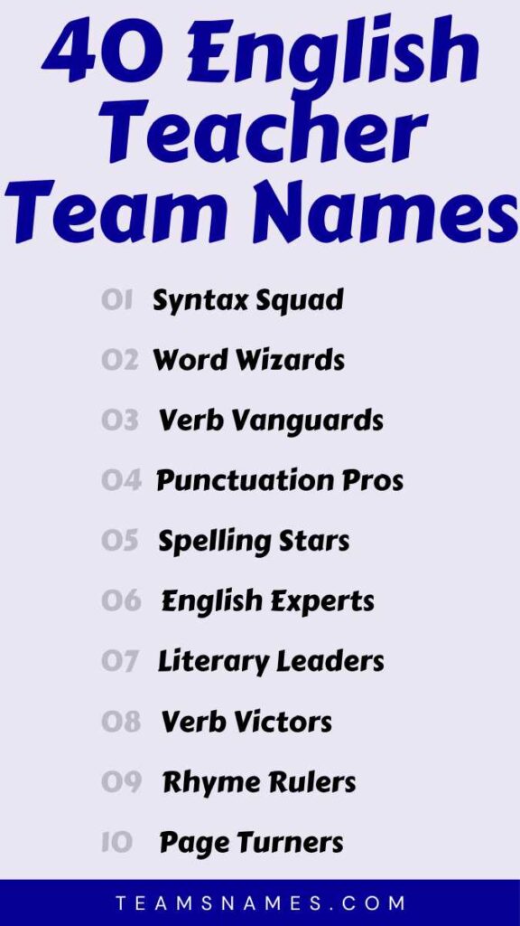 English Teacher Team Names