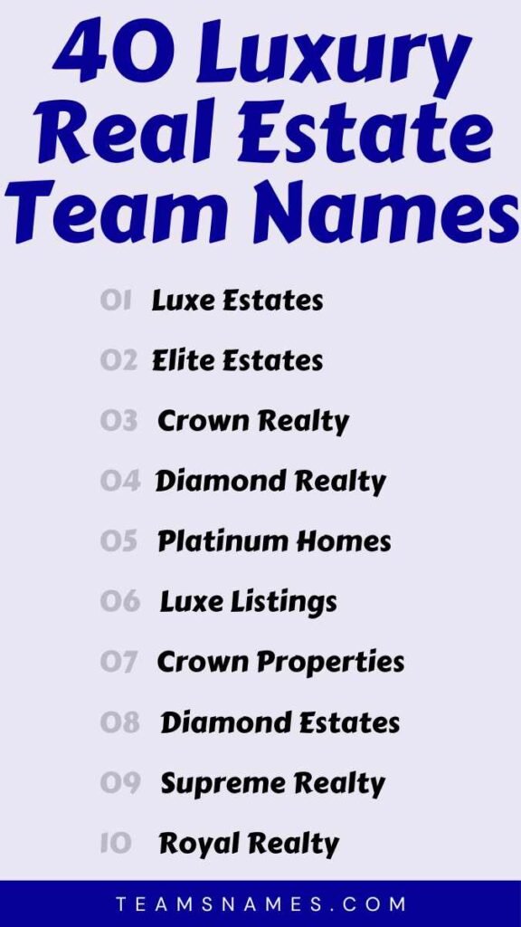 Luxury Real Estate Team Names