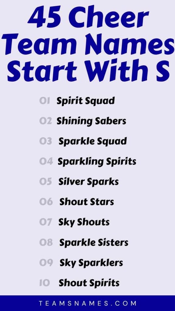 Cheer Team Names That Start With S