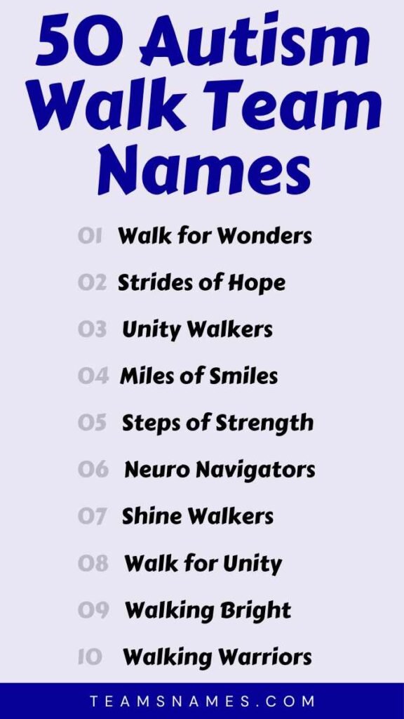 Autism Walk Team Names