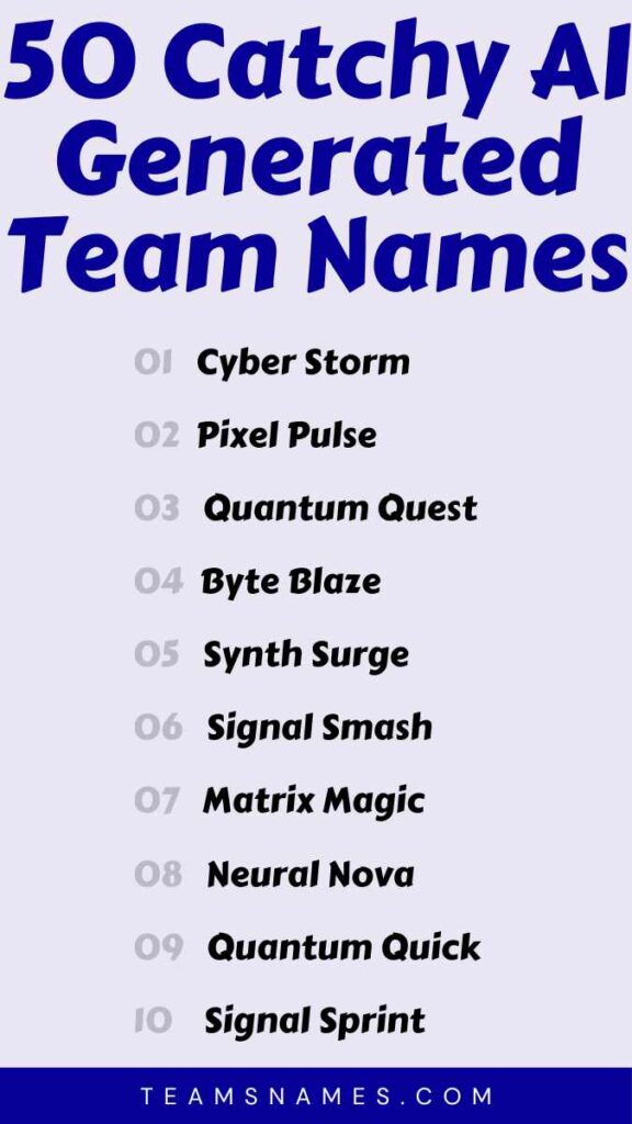 Catchy AI Generated Team Names