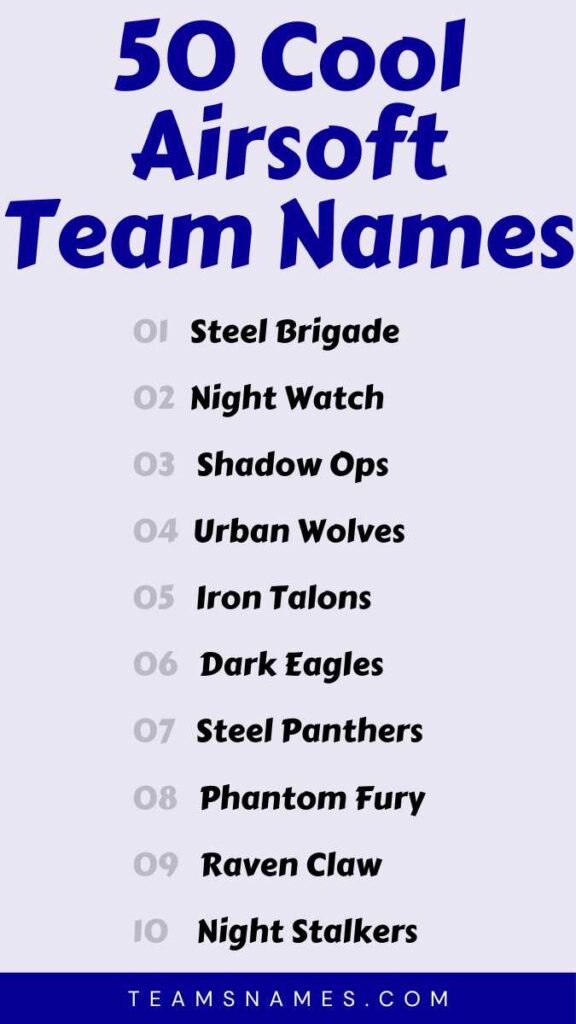 Cool Airsoft Team Names