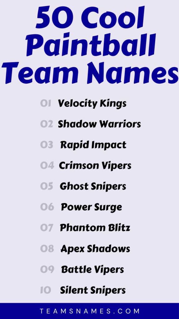 Cool Paintball Team Names