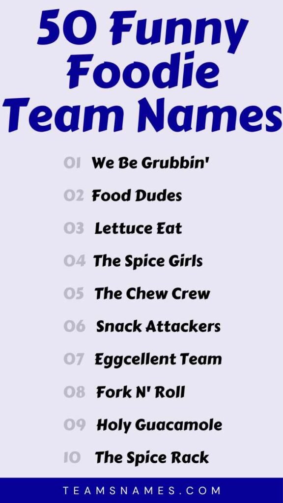 Funny Foodie Team Names