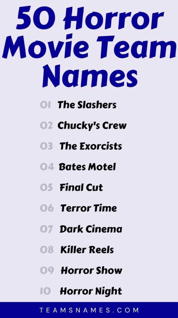 Horror Movie Team Names