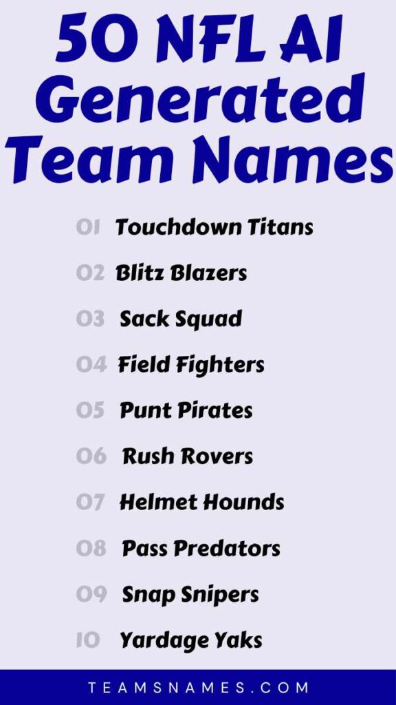 NFL AI Generated Team Names