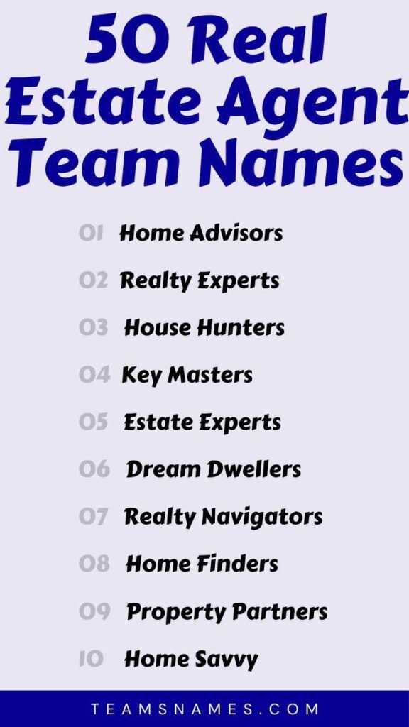 Real Estate Agent Team Names