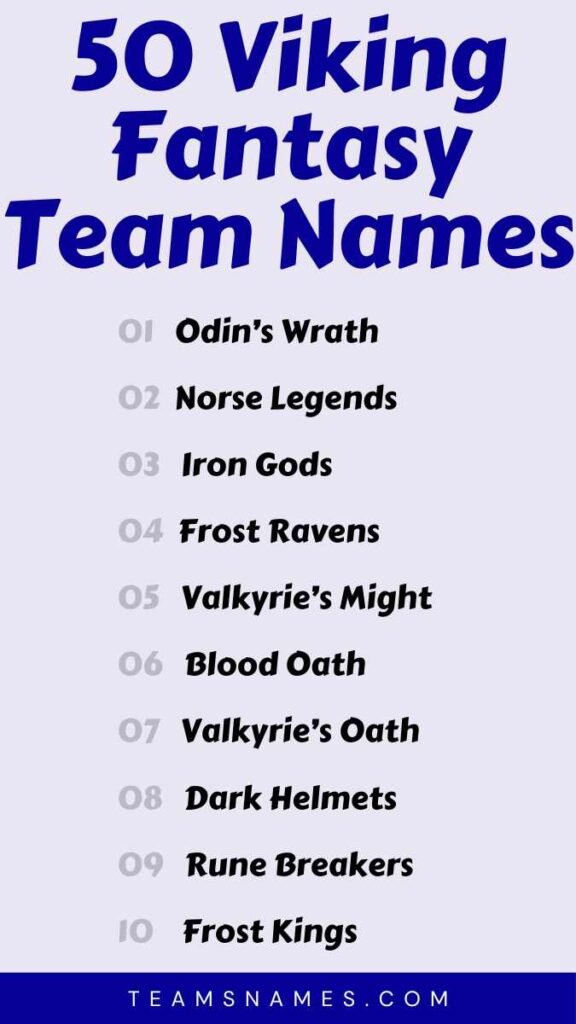 Viking Fantasy Team Names