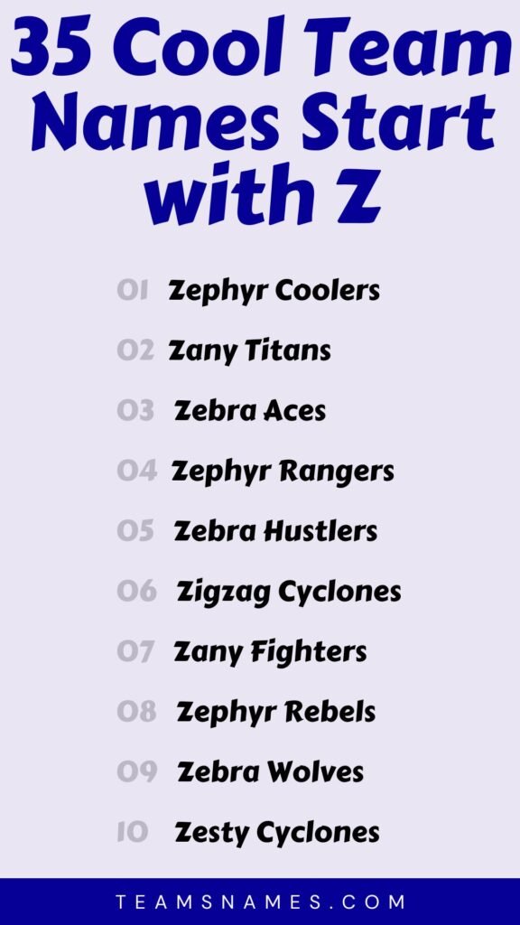 Cool Team Names Start with Z