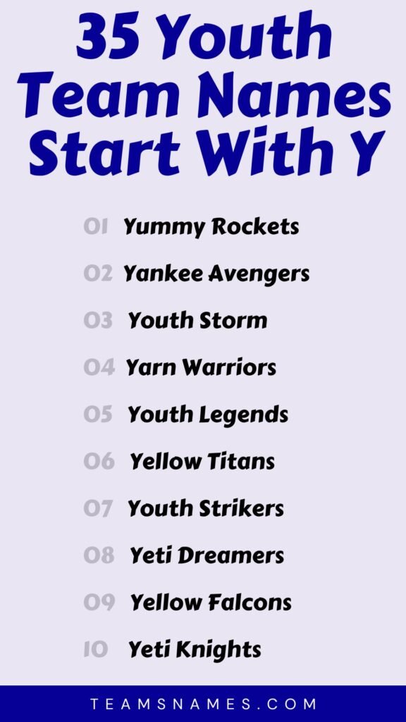 Youth Team Names Start With Y