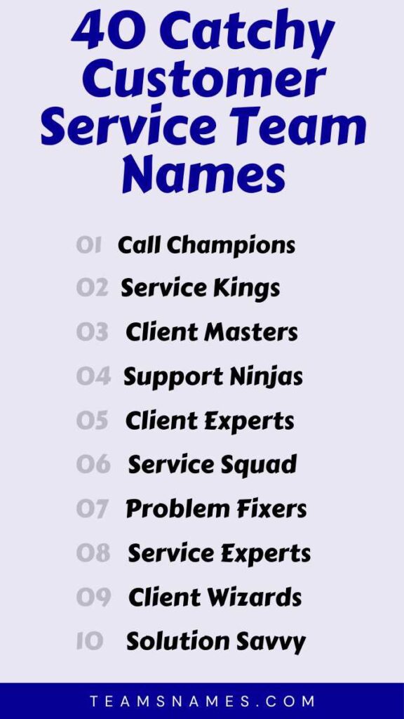 Catchy Customer Service Team Names