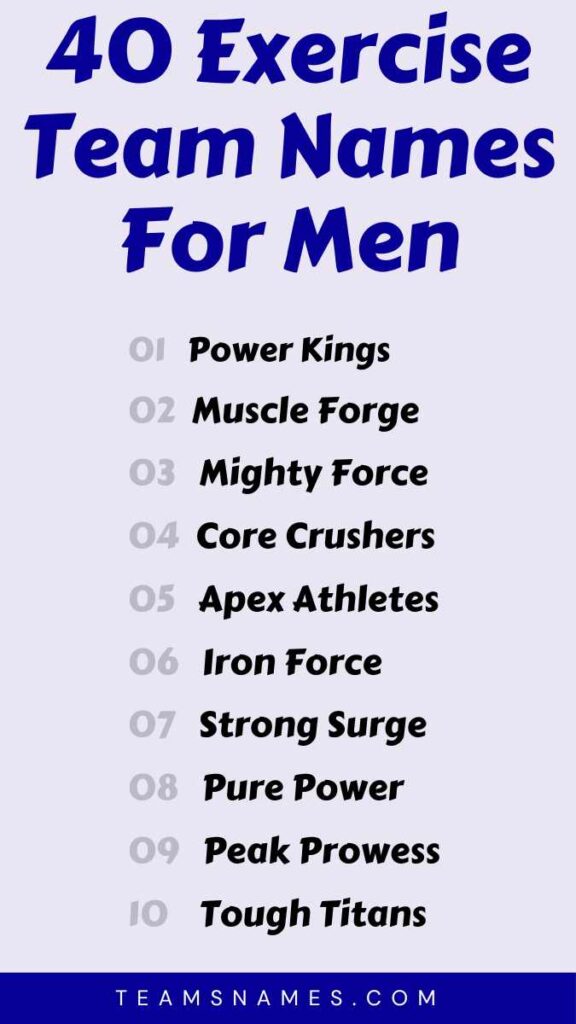 Exercise Team Names For Men
