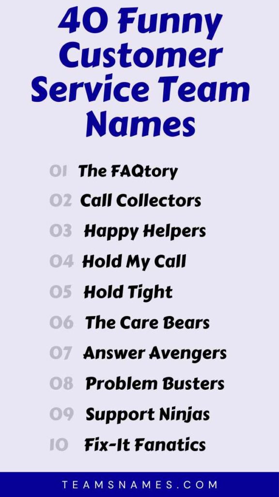 Funny Customer Service Team Names