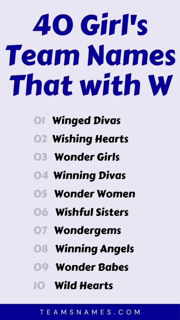 Girl's Team Names That with W