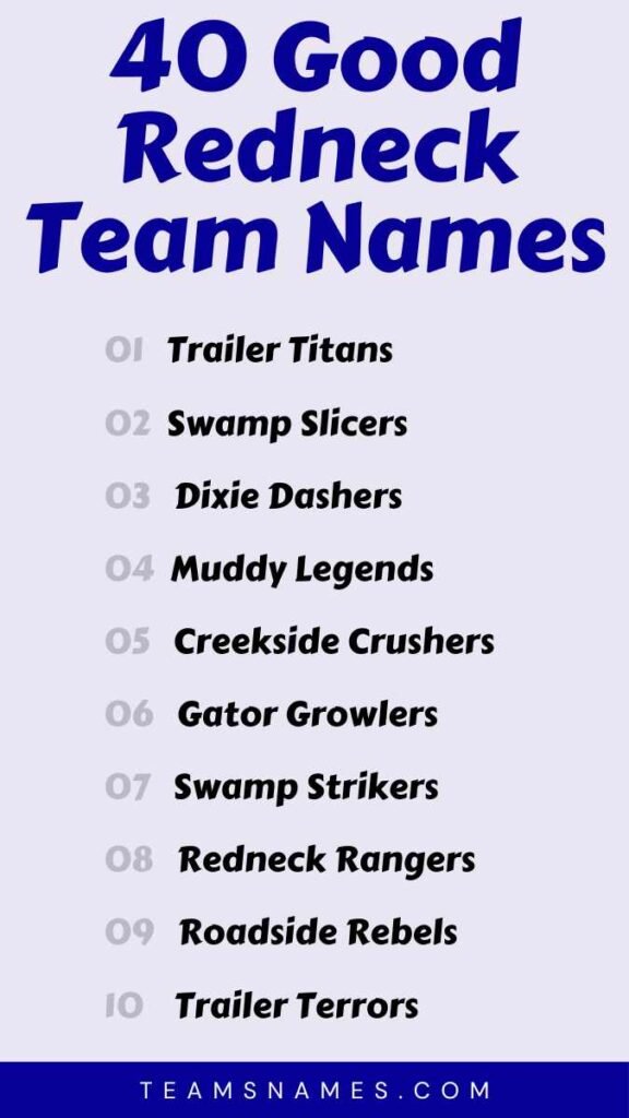 Good Redneck Team Names