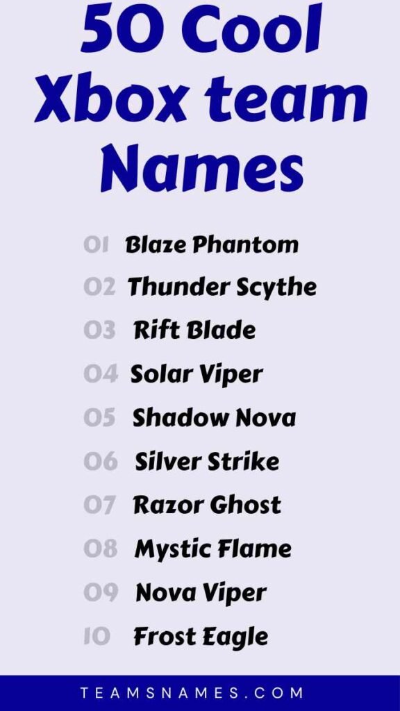 Cool Xbox team Names