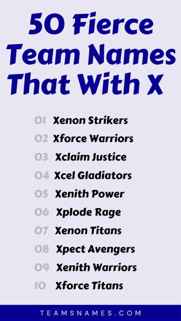 Fierce Team Names That With X