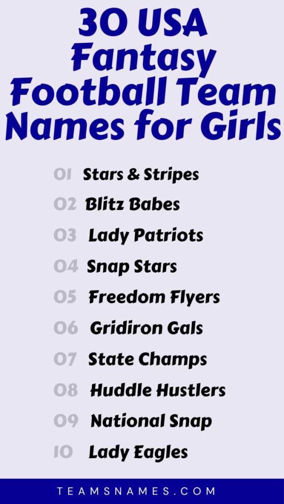 USA Fantasy Football Team Names for Girls