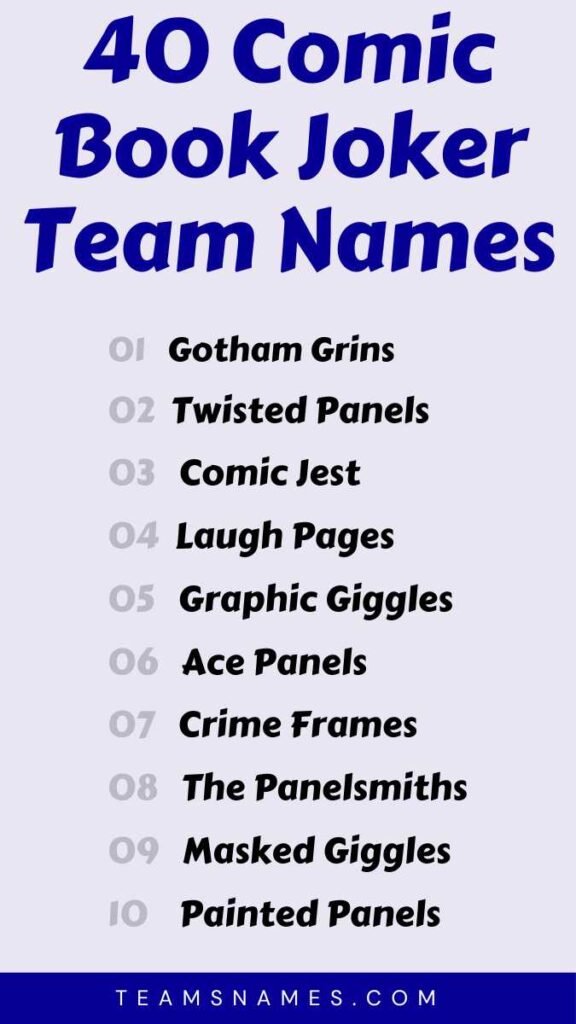 Comic Book Joker Team Names