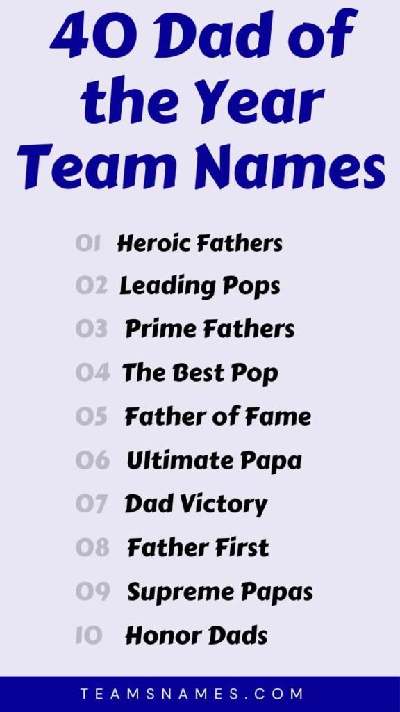 Dad of the Year Team Names