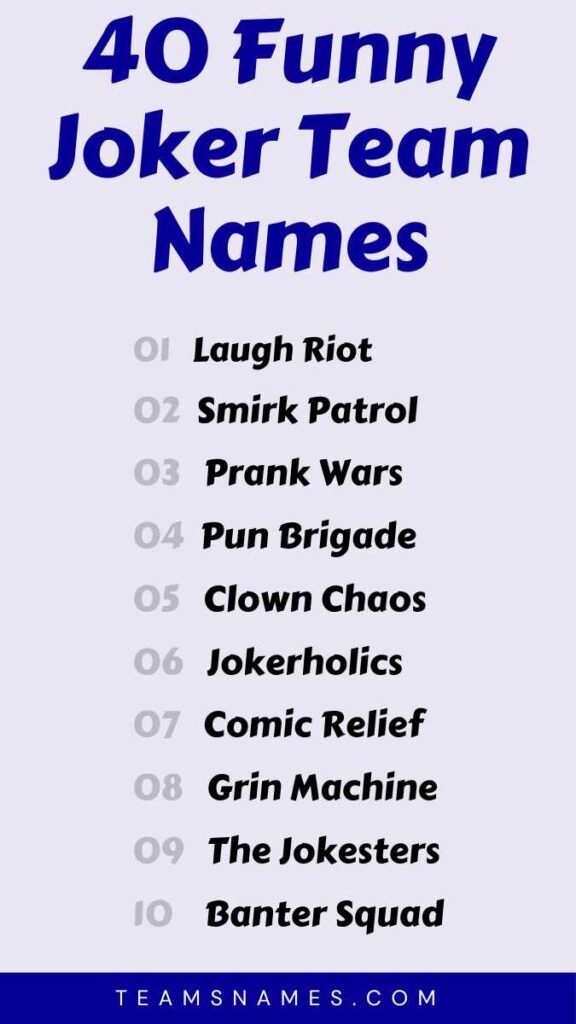 Funny Joker Team Names