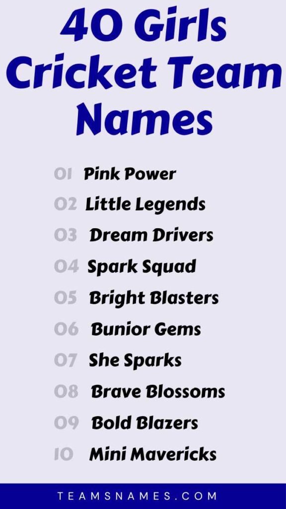 Girls Cricket Team Names