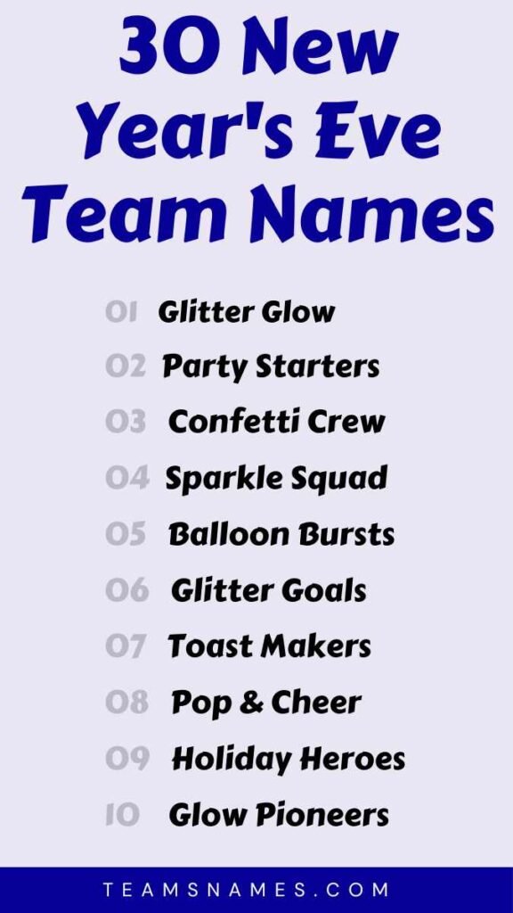 New Year's Eve Team Names