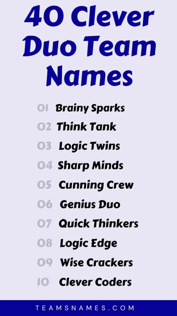 Clever Duo Team Names