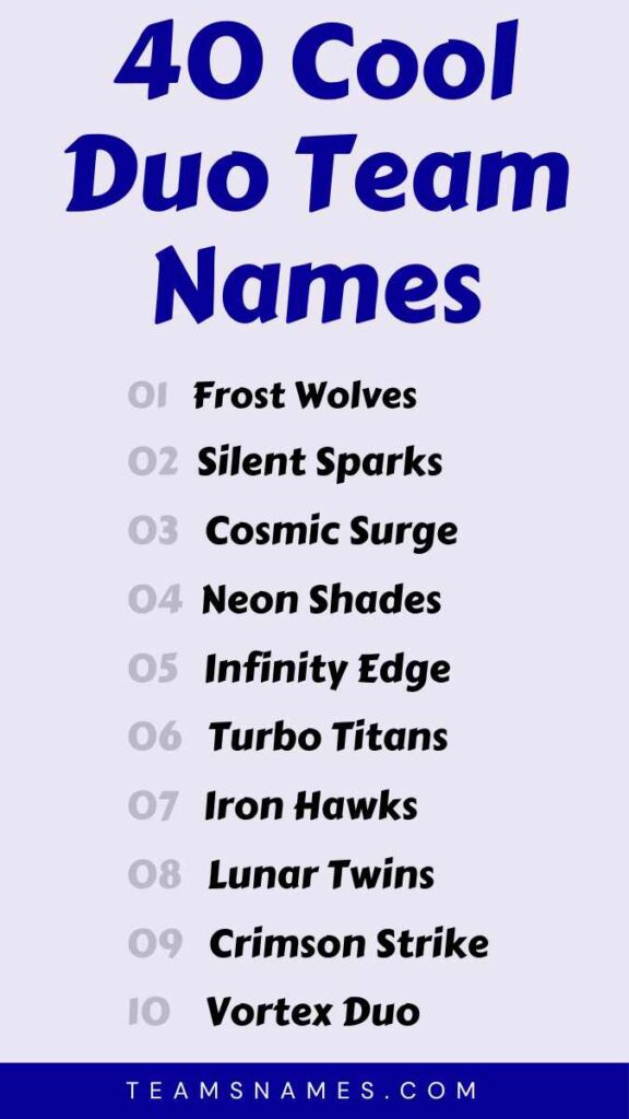 Cool Duo Team Names