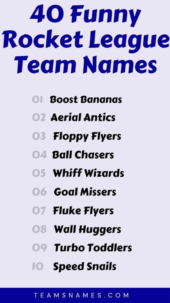Funny Rocket League Team Names