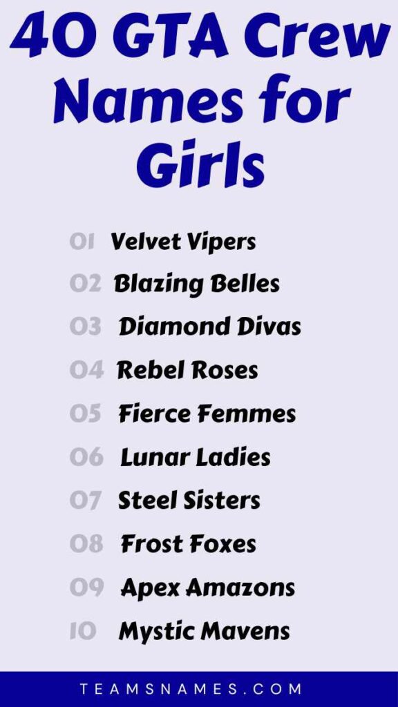 GTA Crew Names for Girls
