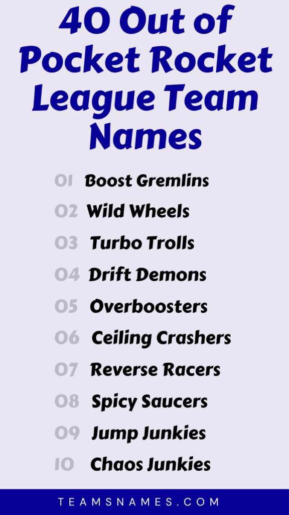 Out of Pocket Rocket League Team Names