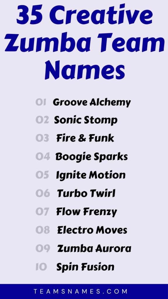 Creative Zumba Team Names