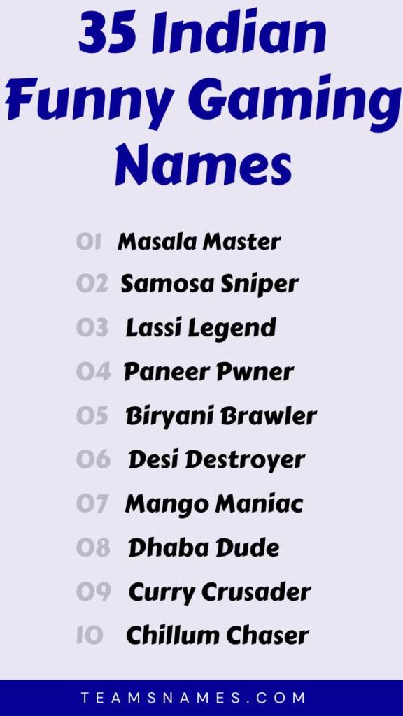 Indian Funny Gaming Names