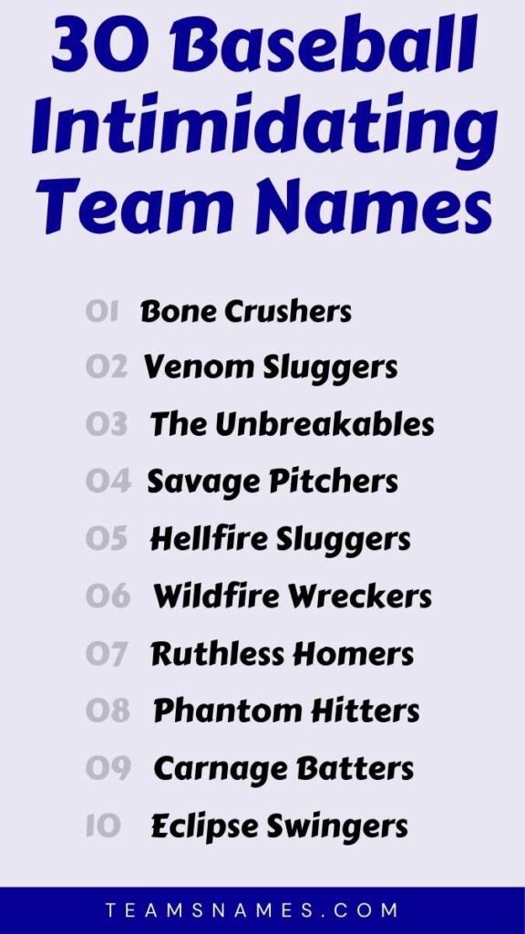 Baseball Intimidating Team Names