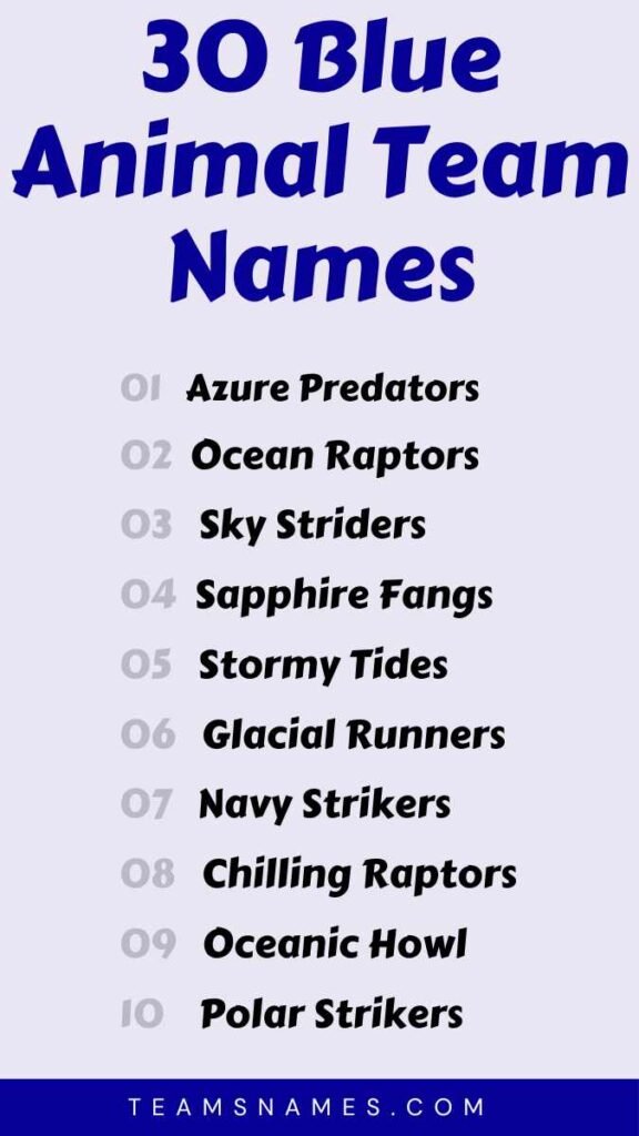 Blue Animal Team Names